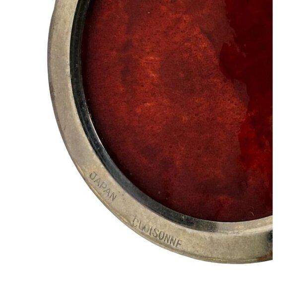 VTG SIGNED SATO RED PIGEON BLOOD JAPANESE CLOISONNE SILVER VASE 7.25" TALL - Picture 8 of 8